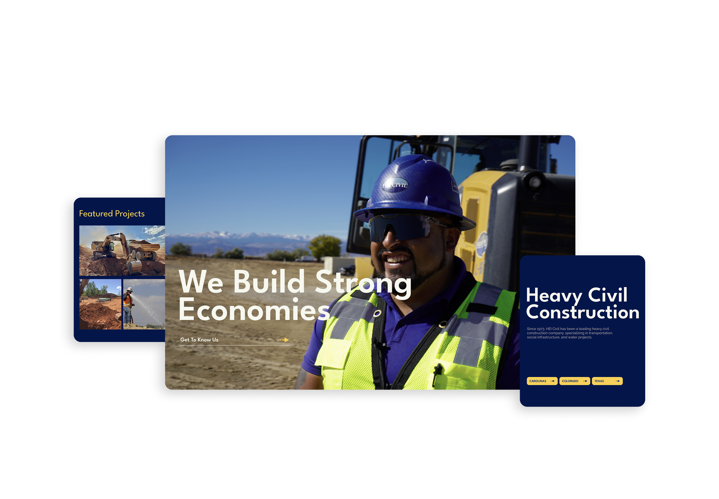 Construction company website design with services layout