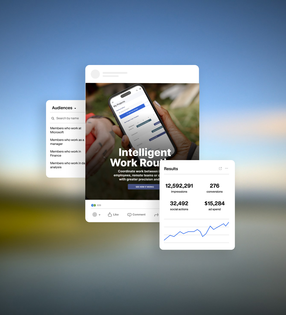 Facebook ad preview with user interface results screens