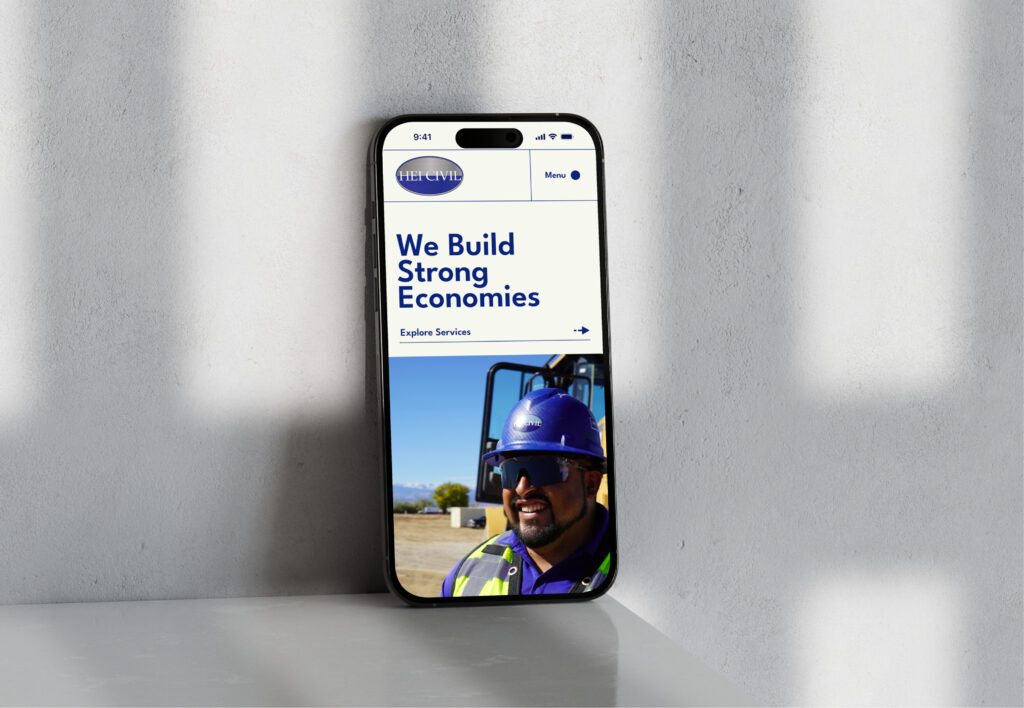 Smartphone displaying mobile website interface