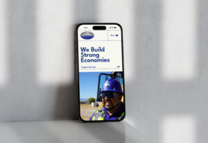 Smartphone displaying mobile website interface