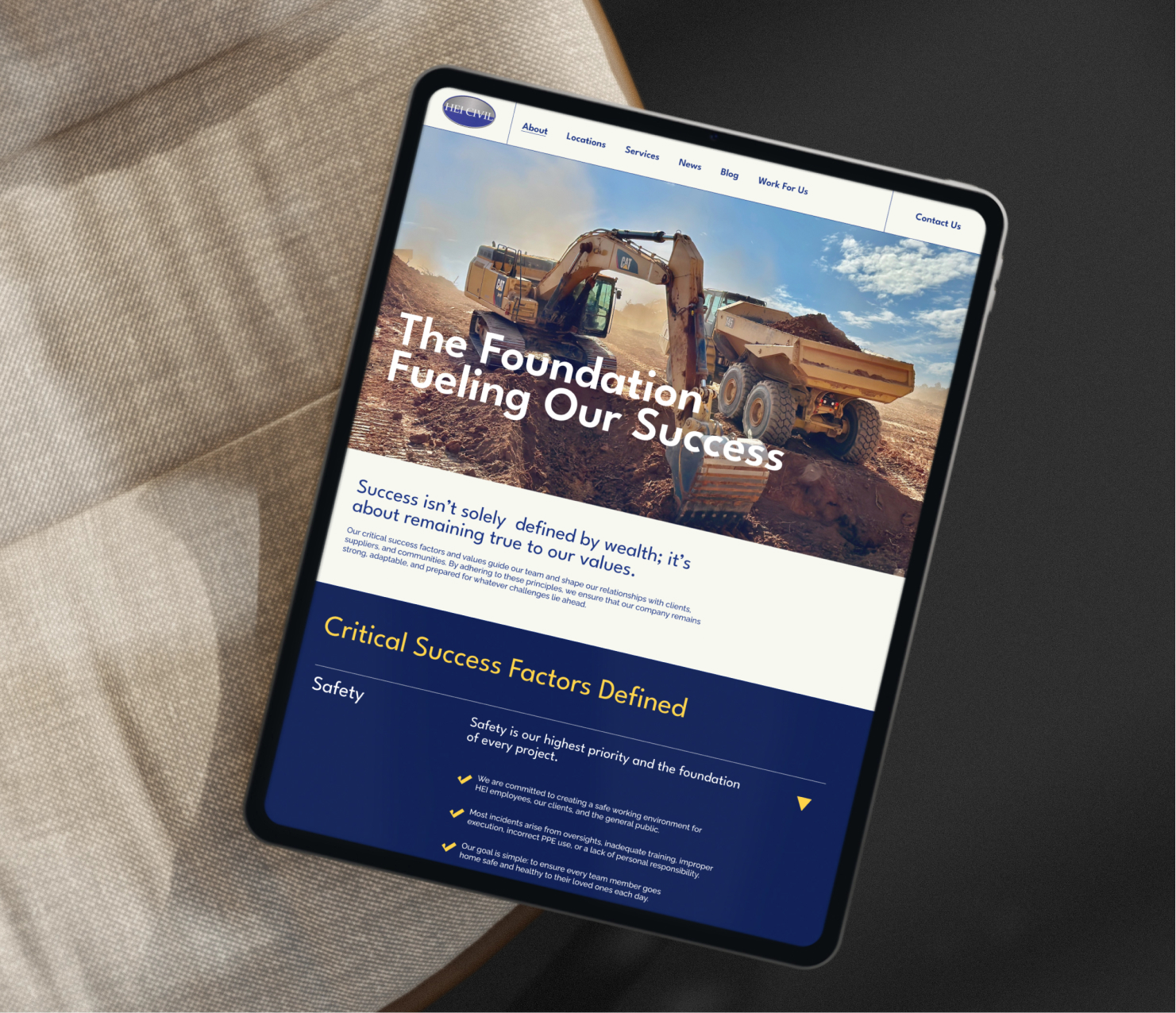 Tablet showing responsive website design layout