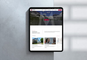 Tablet showing responsive website layout