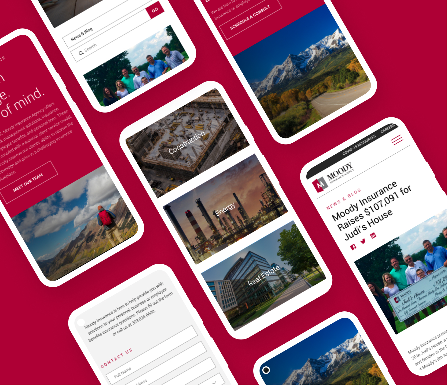 Mobile app UI design with card-based layout