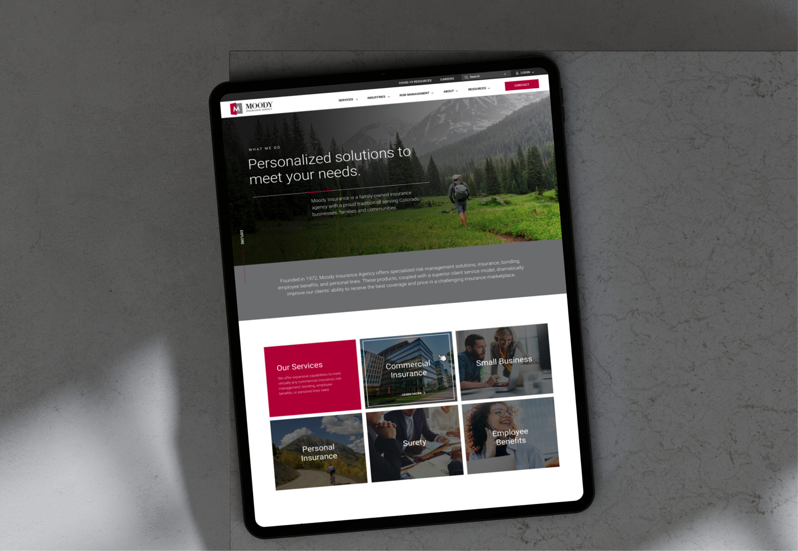 Tablet displaying responsive website design
