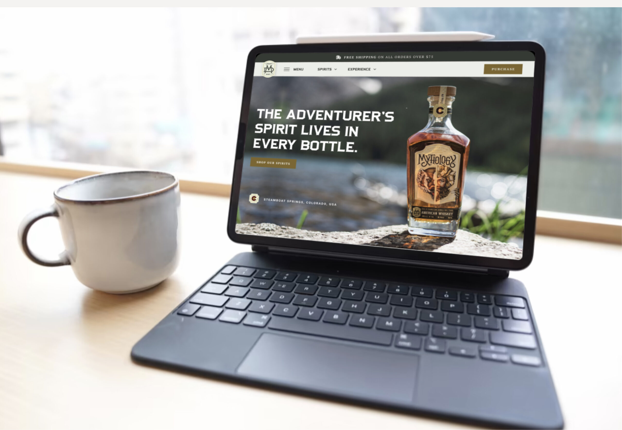 Laptop displaying ecommerce website with product page