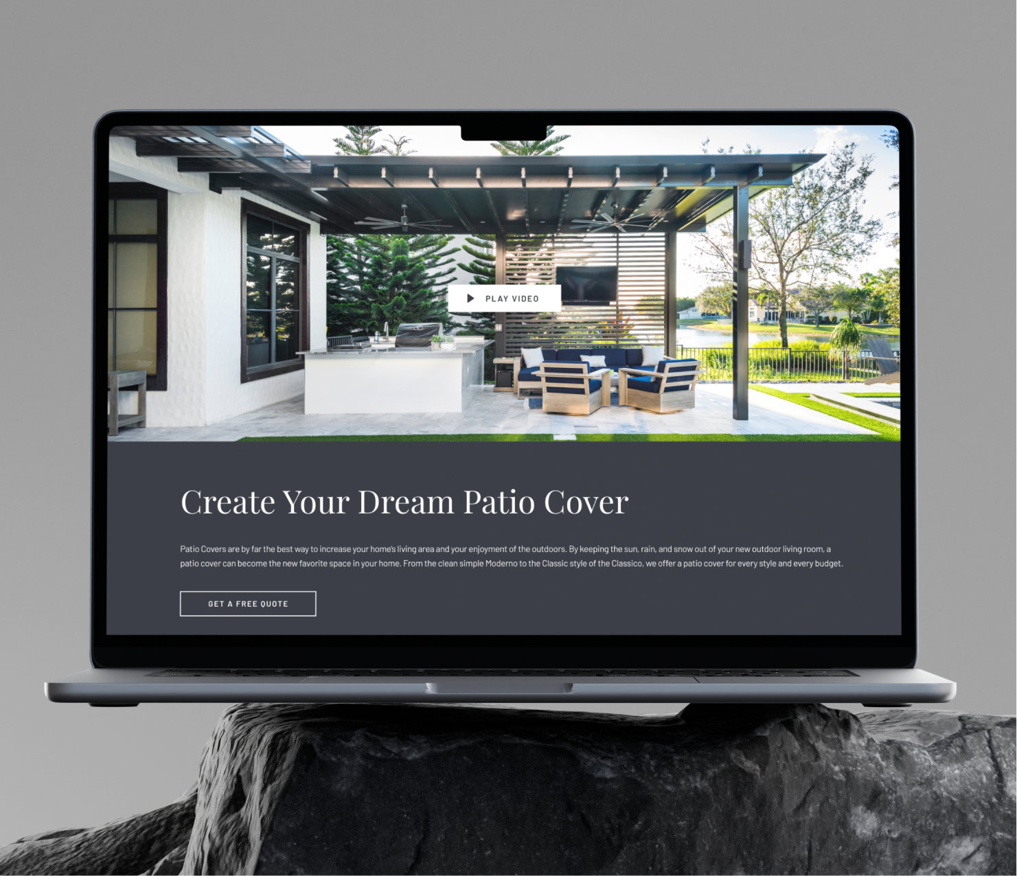 Laptop displaying real estate website homepage