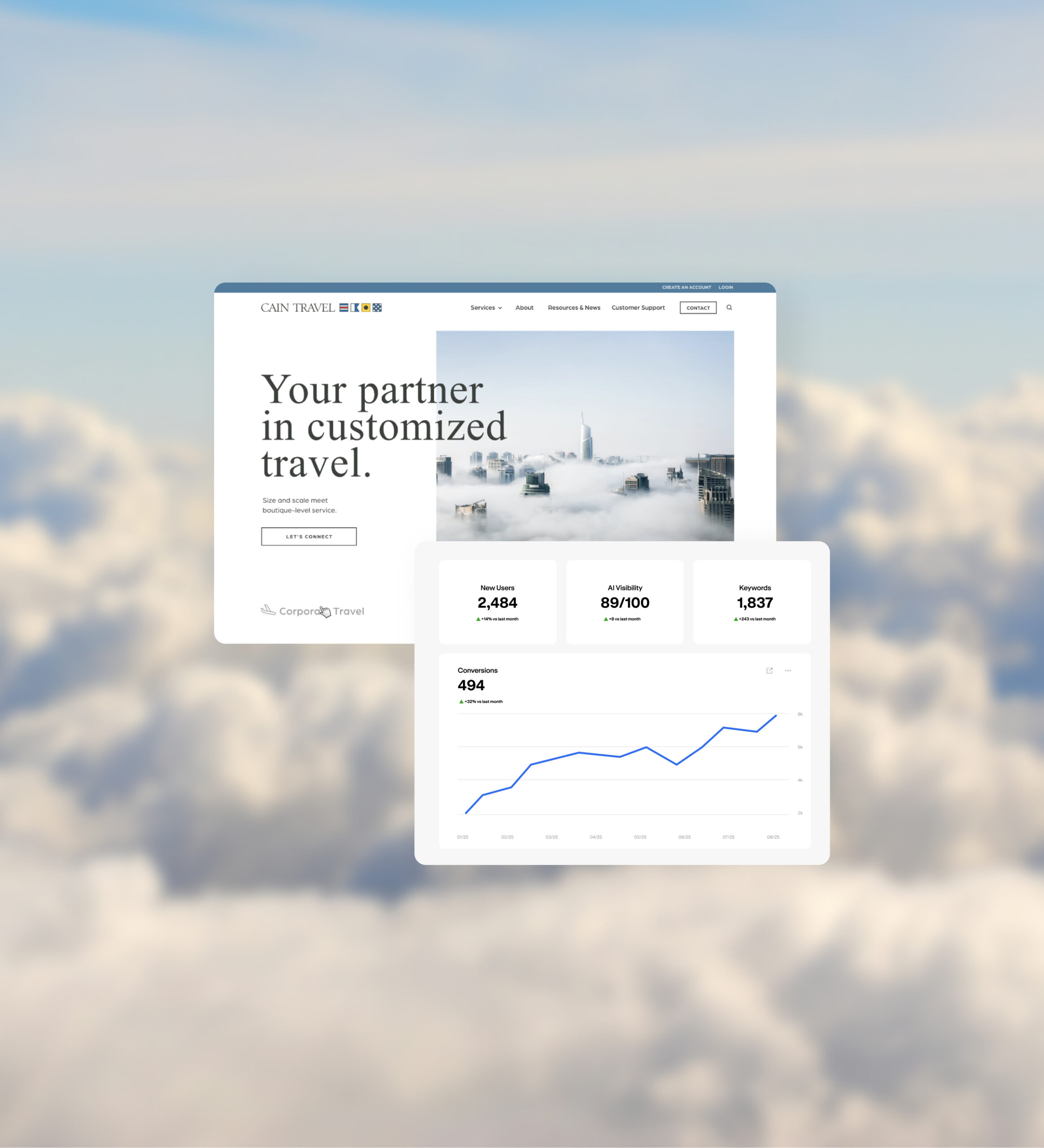 website interface with data analytics screen