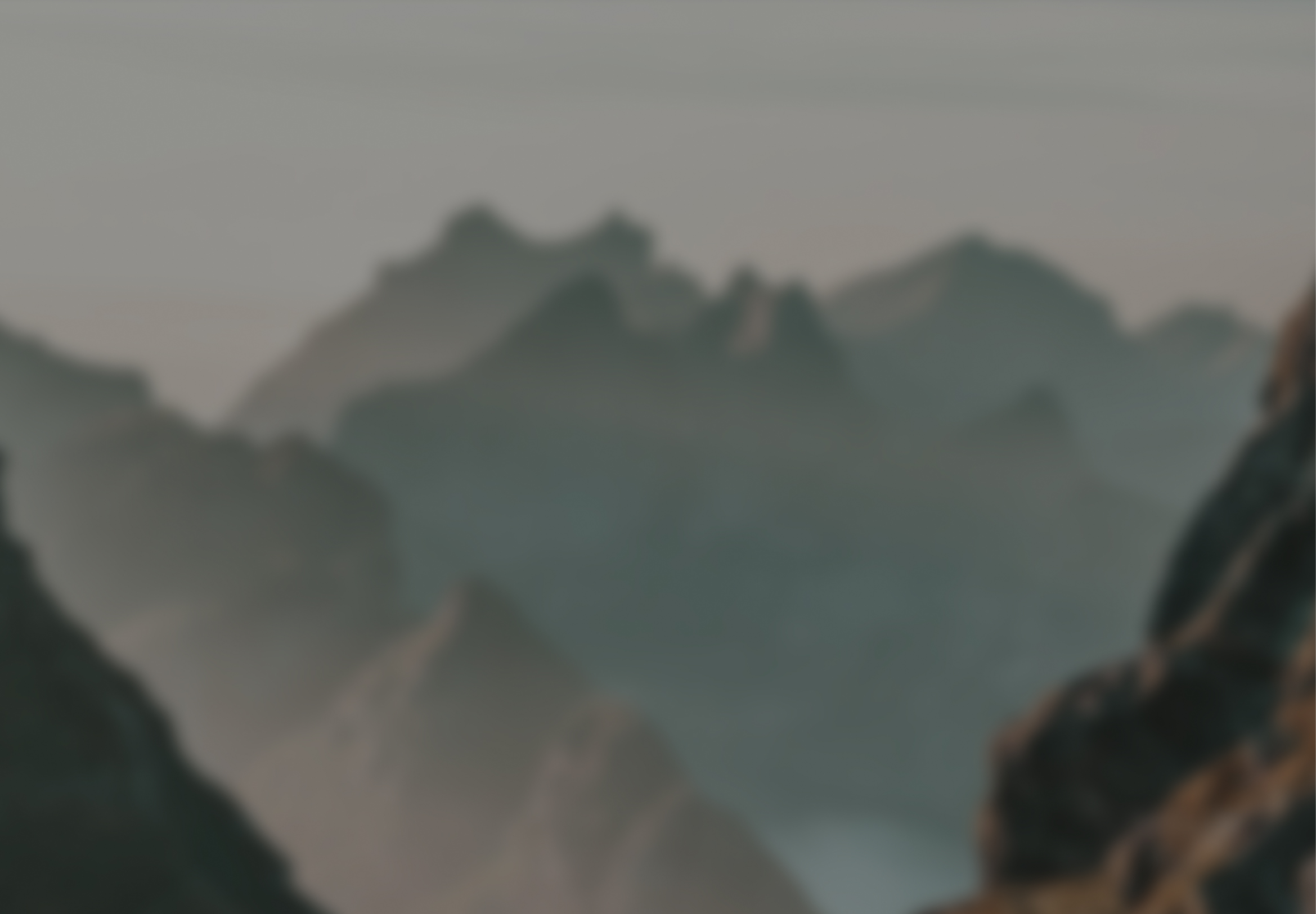 Foggy mountain range with layered depth