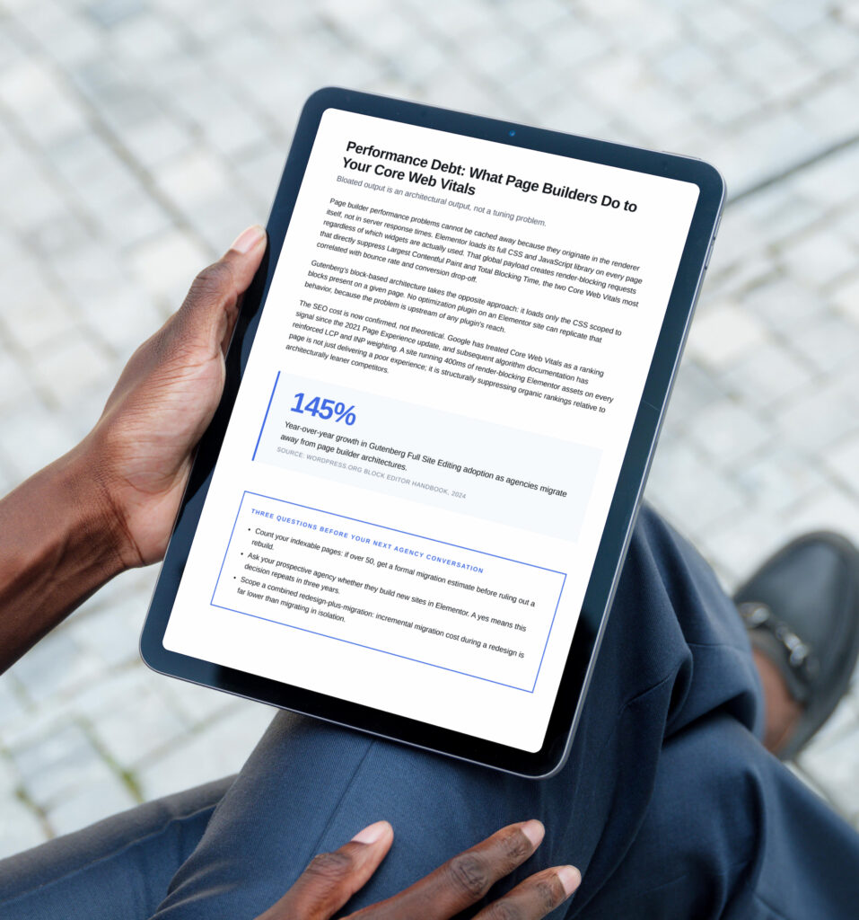 Person reviewing a tablet with content